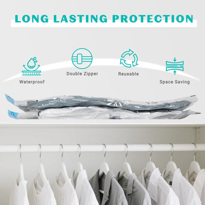 ZOESTORAGE 15 Pack Vacuum Storage Bags 80% Space Saver Vacuum Seal Bags for Clothing Compression for Comforters Blankets Travel Luggage Clothes with Hand Pump（3 Jumbo/3 Large/3 Medium/3 Small/3 Roll）