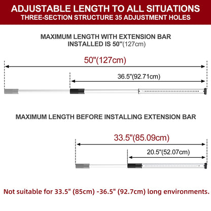 AceMining Sliding Door Security Bar,Heavy Duty Sliding Patio Door Lock Bar, 20-50inch Adjustable Multi-use Window Security Bars, Sliding Door Stopper,White,1Pack