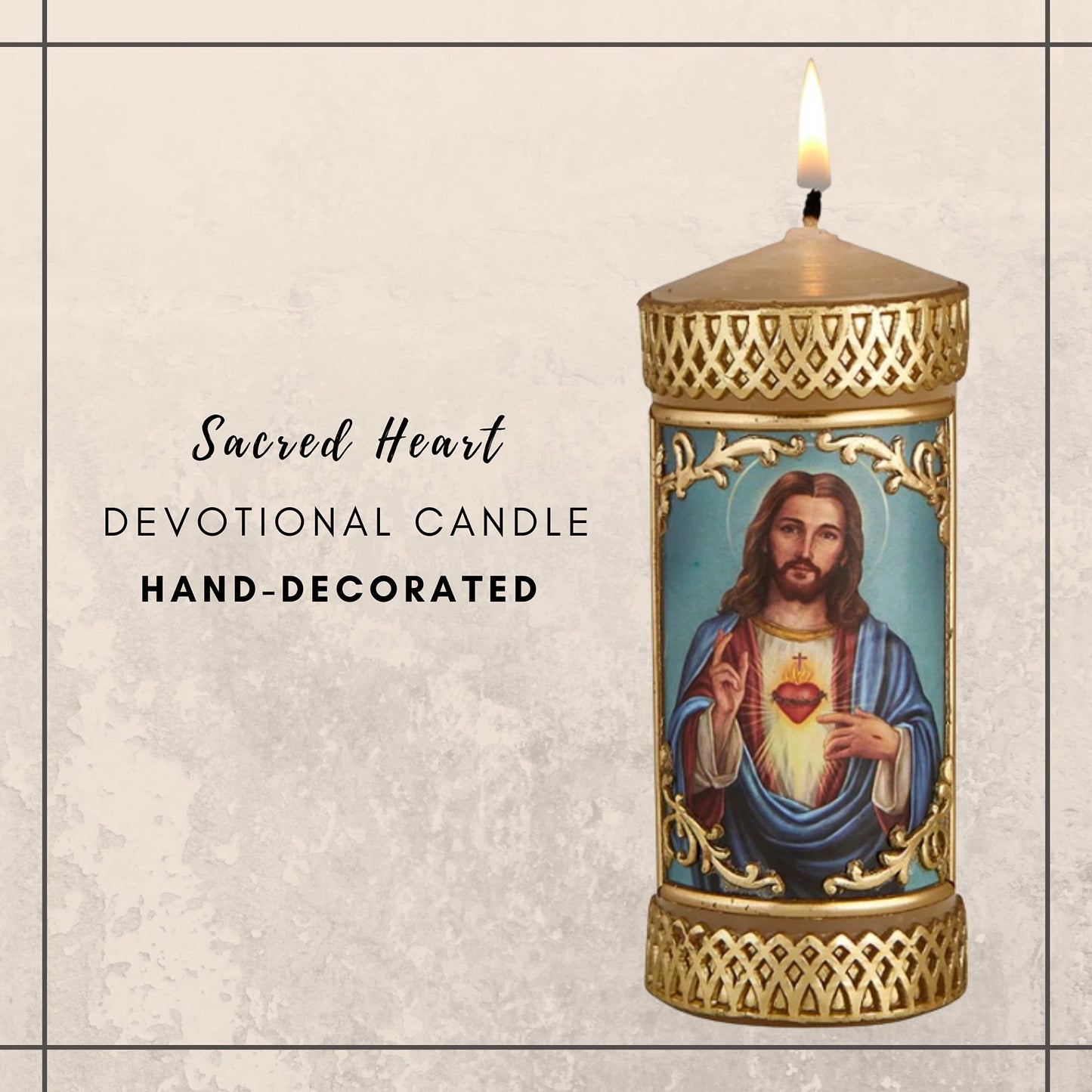 Needzo Sacred Heart of Jesus Prayer Candle, Devotional Unscented Pillar Candles Decoration for Churches or Homes, 4.75 Inches