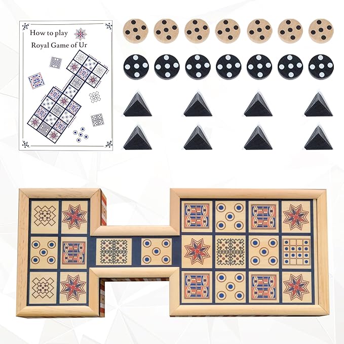 Wooden Royal Game of URAncient Strategy Board Game for 2 PlayersBeautifully Designed Board with Storage DrawersOver 4500 Years Old (Orange)