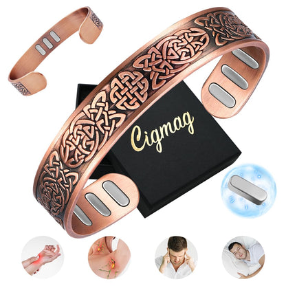 Cigmag Copper Bracelet for Men, with Powerful 9X 5000 Gauss Magnets, Adjustable Solid Pure Copper (Celtic Knot 1)
