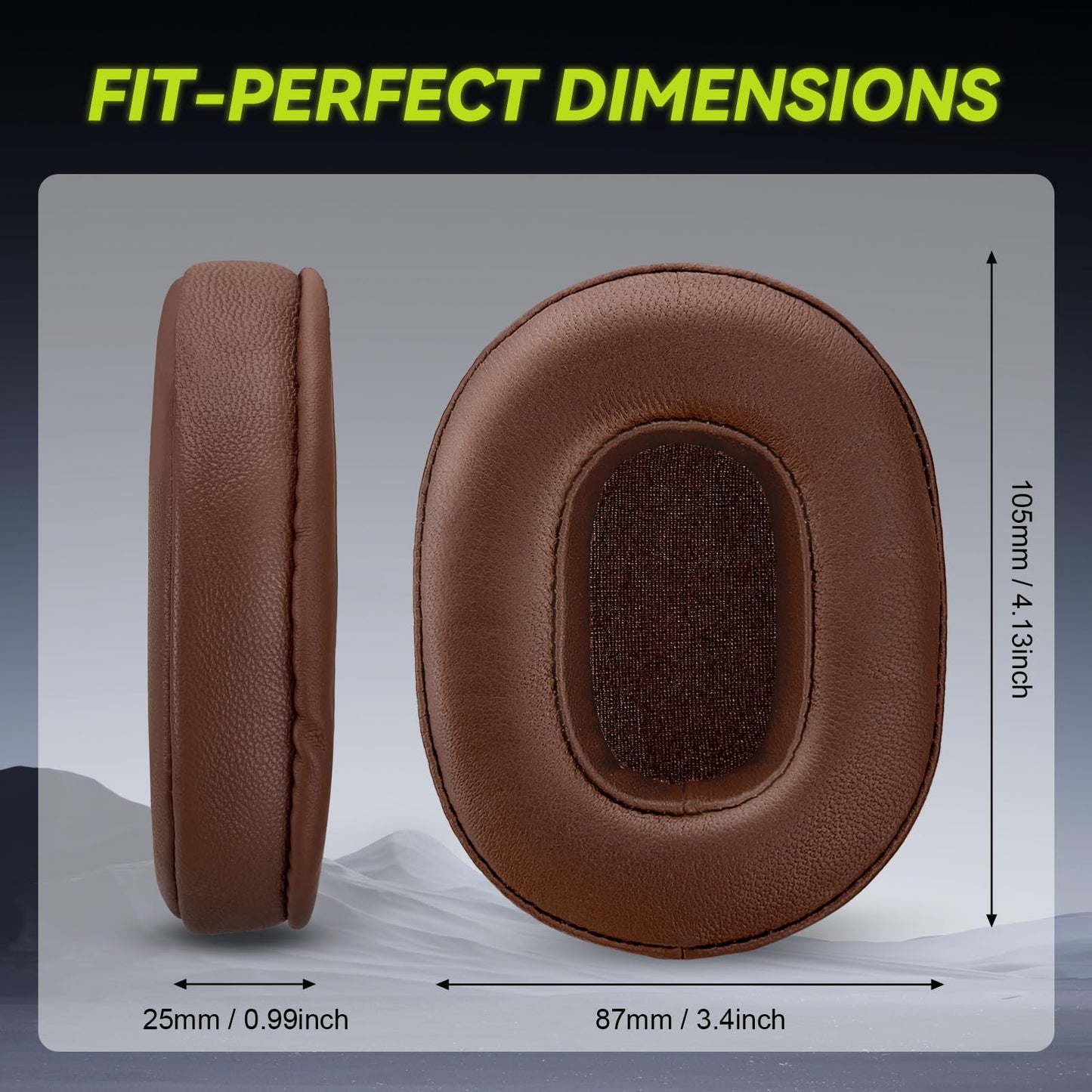 Aurivor Genuine Leather Ear Pads Cushions for Audio-Technica ATH MSR-7, Headset Earpads Covers for M50X M40X M30X M20X, HyperX Cloud, SteelSeries Arctis 1 3 5 7 9 9X Pro Prime, Stealth 600 & More
