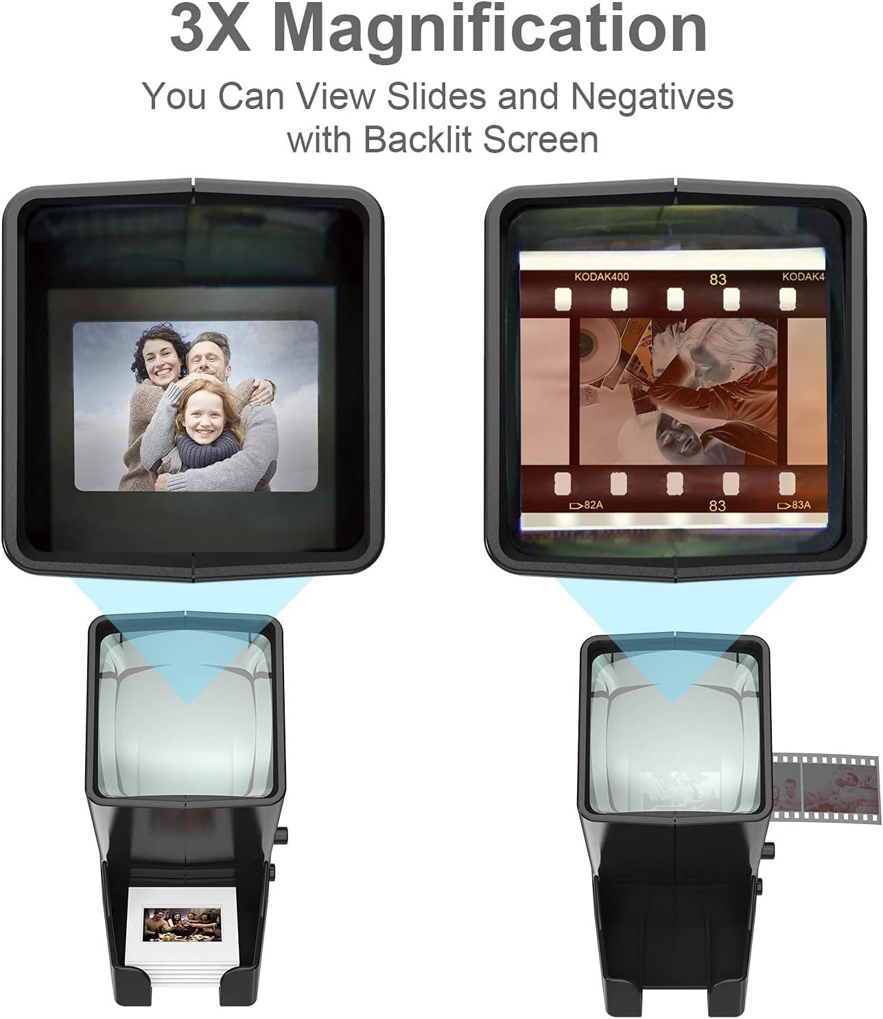 DIGITNOW!35mm Slide and Film Viewer, 3X Magnification LED Lighted Illuminated Viewing,USB Powered/Battery Operation-for 35mm Slides & Positive Film Negatives(4AA Batteries Included)