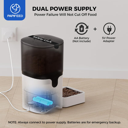 PAPIFEED Smart Automatic Cat Feeders: WiFi Pet Feeder with APP Control for Remote Feeding, Detachable for Easy Clean, Automatic Cat Food Dispenser with Alexa,1-30 Meals Per Day for Dog (6L/25Cup)