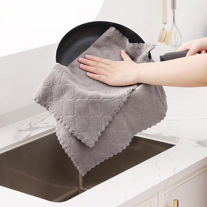 Homaxy 12 Pack Kitchen Dish Cloths (10 x 10 Inches, Grey), Super Soft and Absorbent Coral Velvet Dish Towels, Nonstick Oil Fast Drying Microfiber Cleaning Cloth, No Lint Household Dishcloths