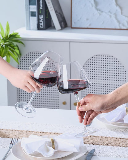 iridisenti Hand-Blown 23.5OZ Crystal Wine Glasses Set of 4 for Pinot Noir, Burgundy, Bordeaux, Large Lead-Free Crystal Glasses with Unique Bottom Design for Red, White Wine, Big Oversized Glasses