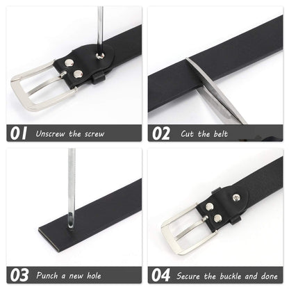 WHIPPY Women Casual Leather Belt for Jeans Pants, Fashion Ladies Waist Dress Belt (Fit Waist Size 37-42 Inches,Black)