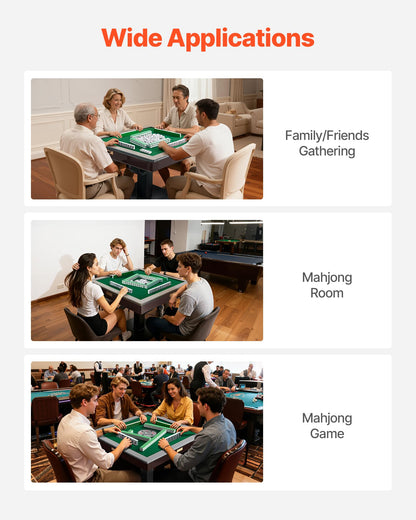 VEVOR Automatic Mahjong Table with Wheels, 2 Sets of 40 mm Tiles (164 Pcs), Roller Coaster Style Mahjong-Table, Foldable and Automatic Shuffler, for Home, Outdoor Leisure & Gifts for Mahjong Players