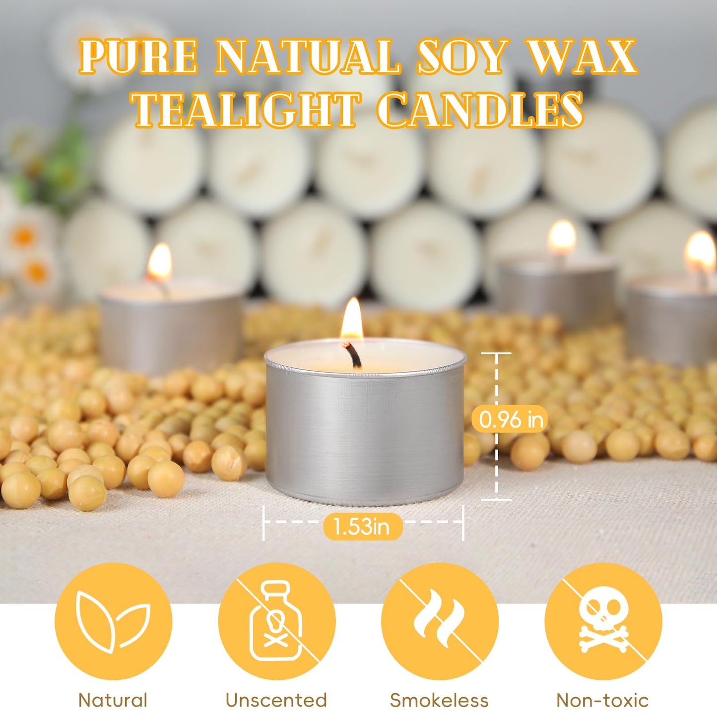Soy Tealight Candles 170 Pack,6 hours/8hours Long Burning