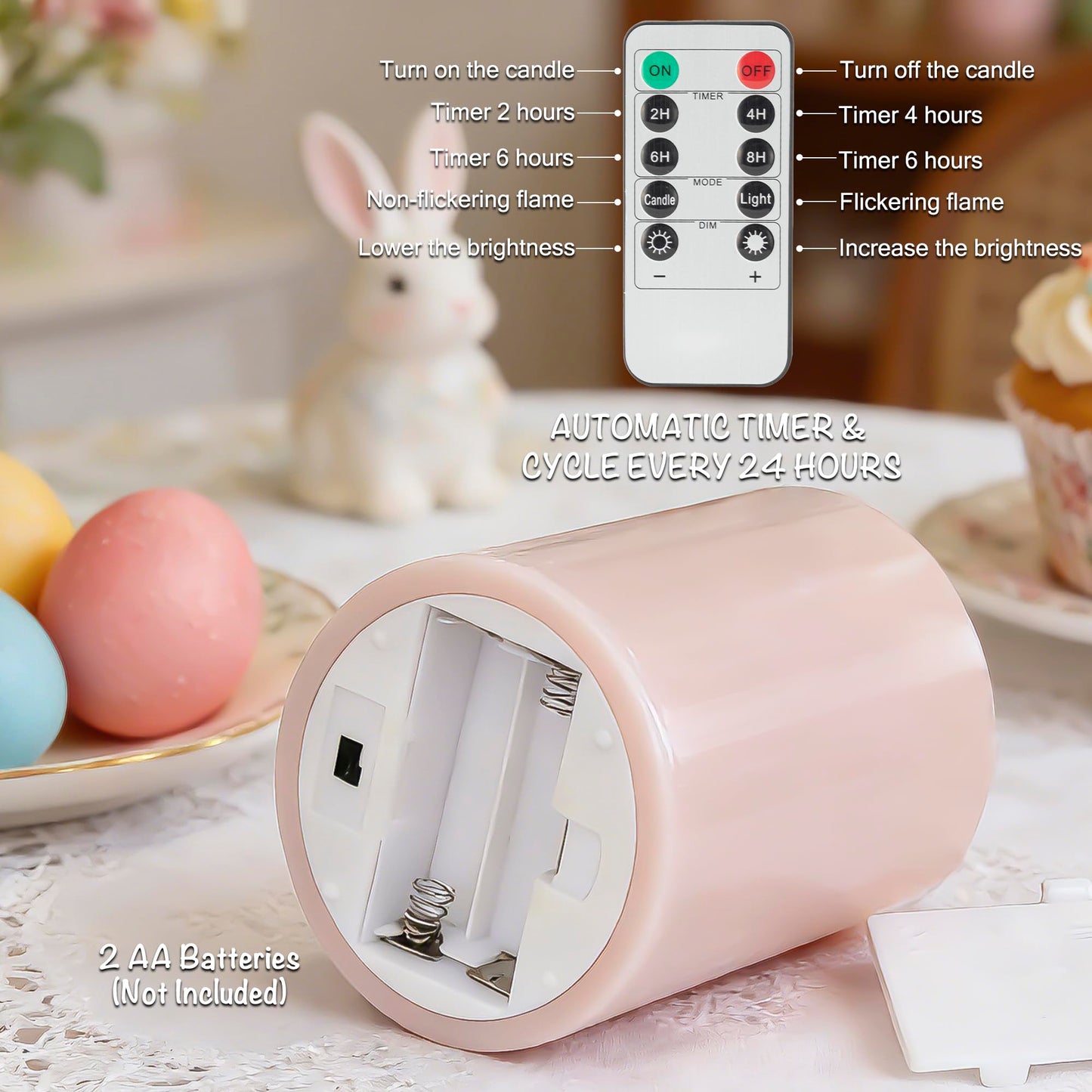 AFINETH Flameless Easter Candles with Remote, Battery Operated Pastel Spring Candles for Home & Table Decor, Realistic Flickering LED Pillar Candles for Easter & Spring Decor Set of 3