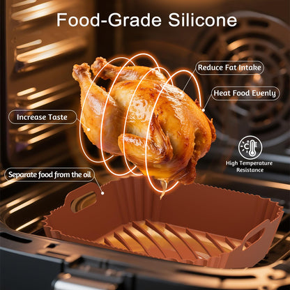 Air Fryer Silicone Liners 2 Pack, Reusable Square Air fryer Basket Liners, 4-7Qt Silicone Baking Tray for Instant Air fryer, Oven Microwave Pot Accessories, Food Grade Kitchen Gadgets