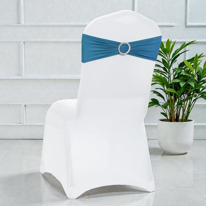 MDS Spandex Chair Sashes - Pack of 200 Elastic Stretch Bows with Buckle Slider for Wedding Decor - Dark Teal