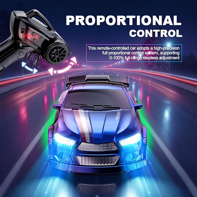 1:64 Scale Mini RC Drift Car with Gyro Full Proportional RTR 2.4Ghz Remote Control with RGB Lights (04-Blue)
