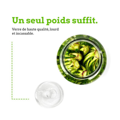 Nourished Essentials - Set of 4 Heavy Glass Fermentation Weights Lids - Grooved Handles - Canning Supplies - for Pickling & Canning - Fits Wide Mouth Mason Jars