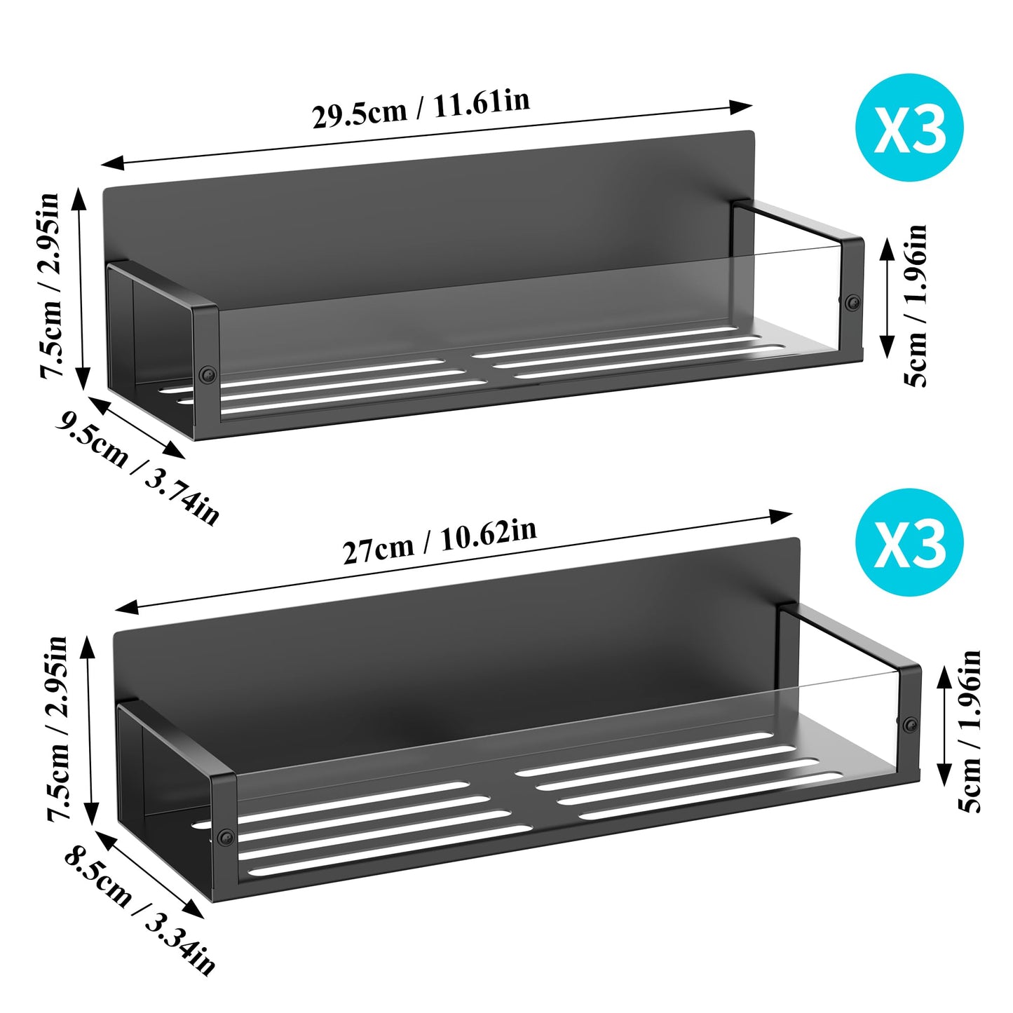 Metal 4 Pack Magnetic Spice Storage Rack Organizer for Refrigerator and Oven, Black Fridge Organizers and Storage