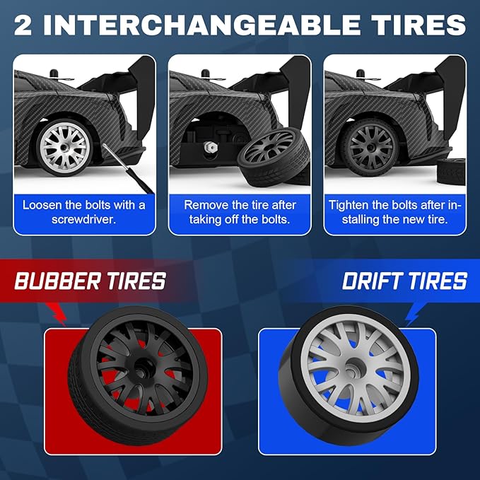 RC Drift Car 1:20 High Speed 4WD Remote Control Car with Cool Lighting 30km/h Racing RC Drifting Cars Gifts for Adults for Drift and Race