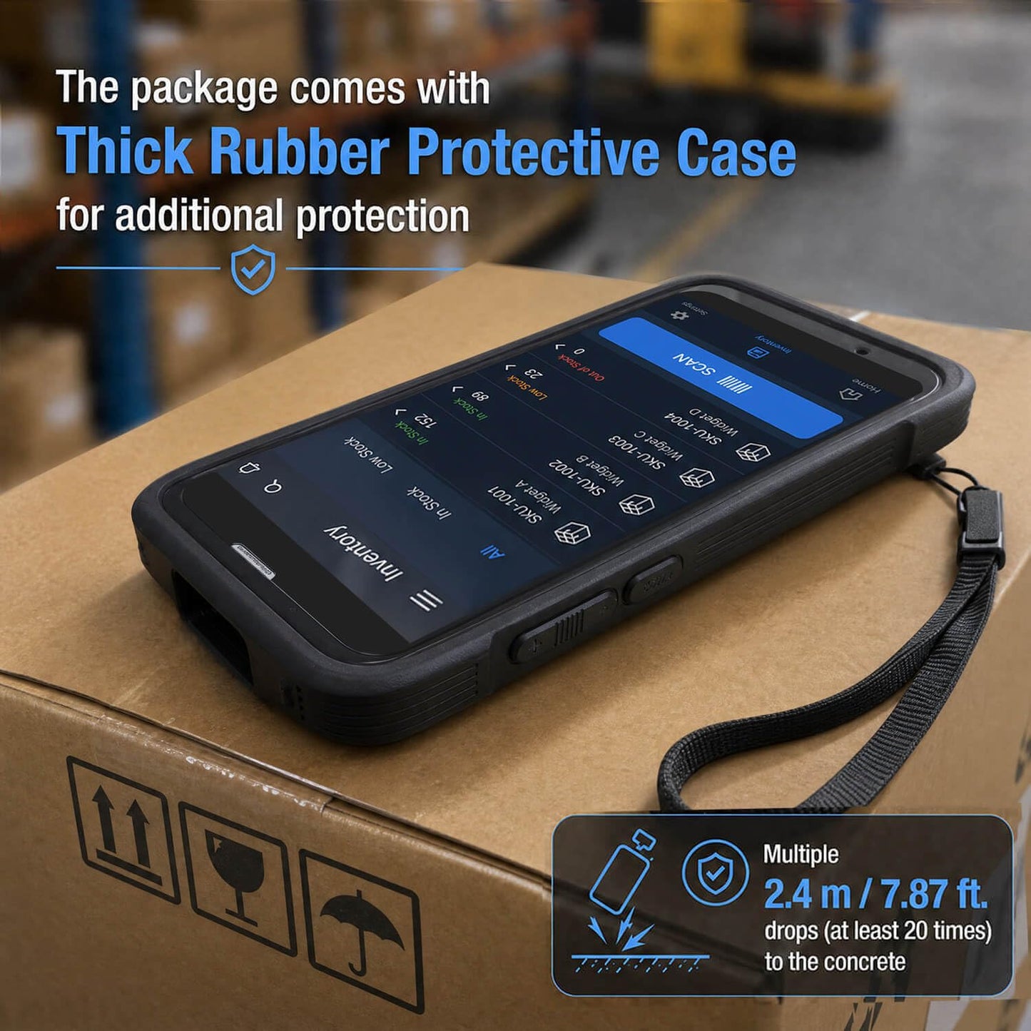 Vanquisher Rugged Enterprise PDA Android Barcode Scanner H66, 5.5" Touchscreen, Upgradable OS, Zebra SE4710 Scan Engine & 4G LTE, with Protective Case, Continuous Android Updates & Lifetime Support