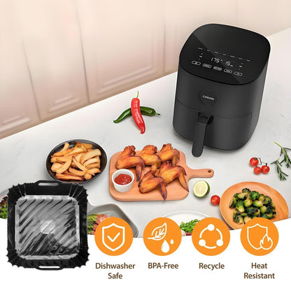 Silicone Air Fryer Liner Accessories for COSORI TurboBlaze 6Qt Air Fryer 9-in-1, Compact & Large 6-Qt, Fast Turbo Modes, Dishwasher Safe Airfryer Accessories Silicone Liners for CAF-DC601