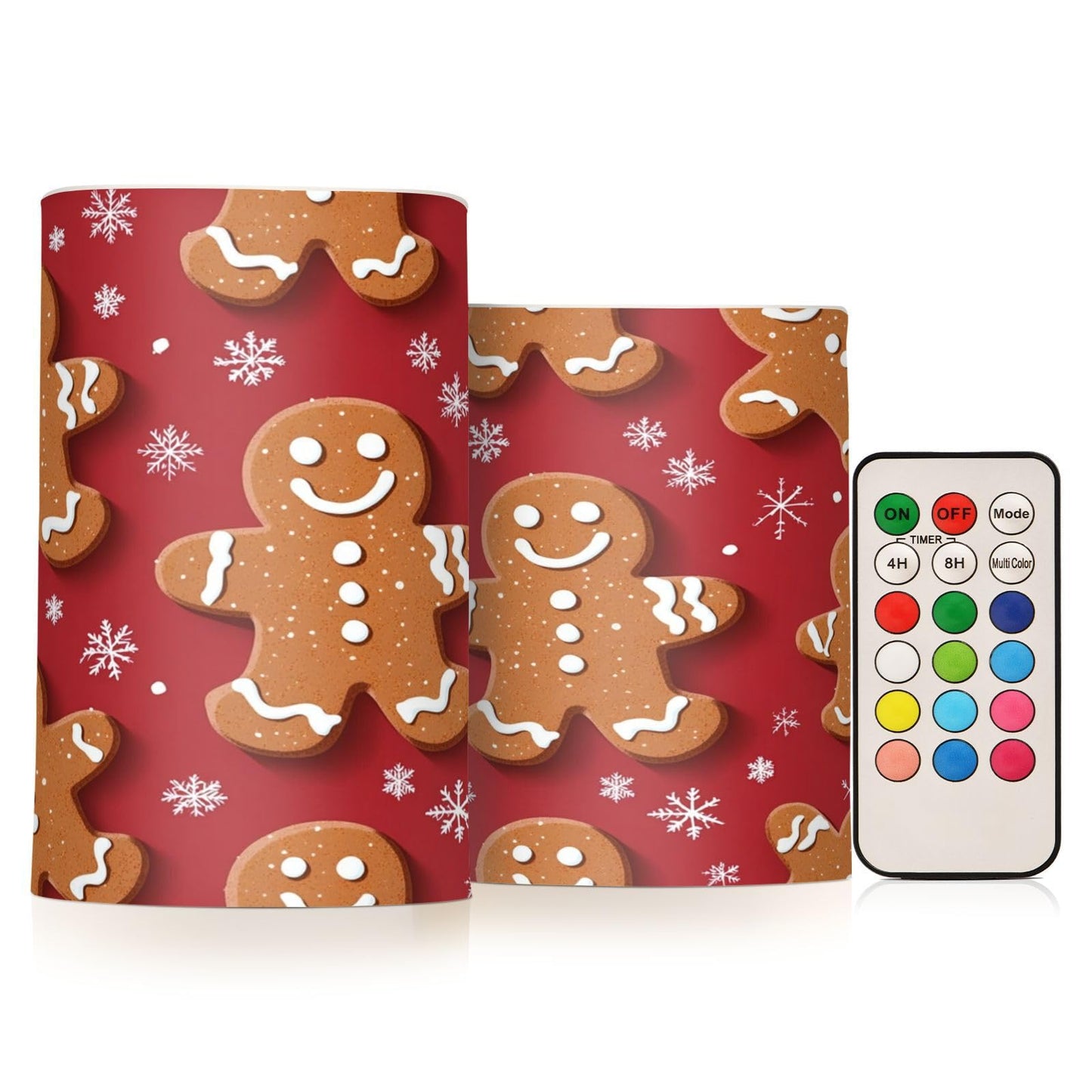 Eionryn Christmas Gingerbread Man Cookies Flameless Candles Battery Operated LED Candles with Remote Timer Electric Candles for Home Party Decor 2pcs