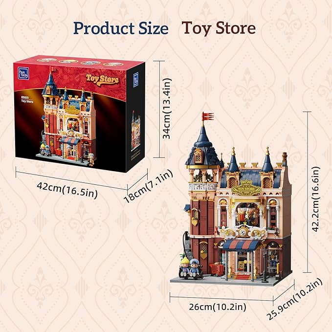 PANTASY Toy Shop Building Set for Adults Nostalgic Modular Building with Detailed Facade &amp Interior Decoration Creative Architecture Building Toy for Building Block and Design Lovers