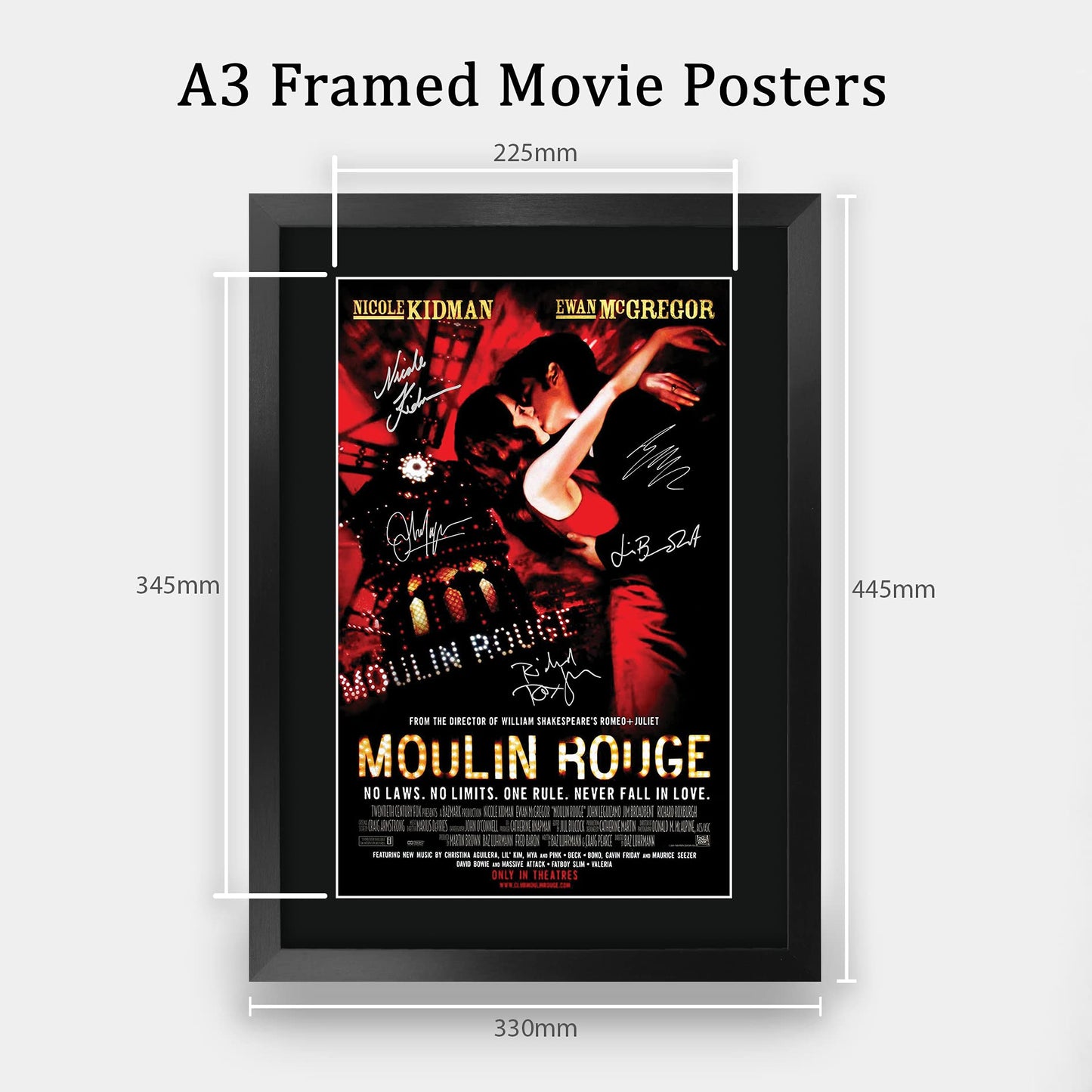 HWC Trading Moulin Rouge Gifts Printed Signed Autograph Picture for Movie Memorabilia Fans - 16" x 12" Framed