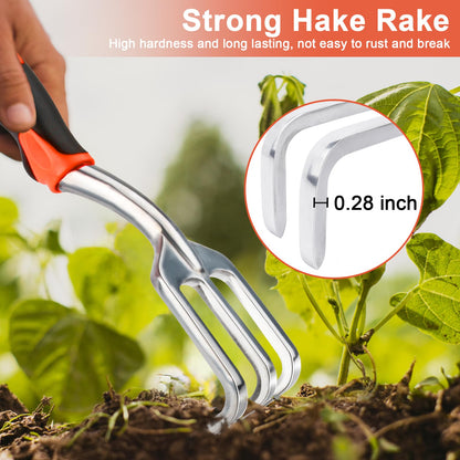 Hand Rake Garden Tool, Heavy Duty Hand Cultivators for Gardening, Small Garden Claw Tool Garden Handrake with Ergonomic Handle, Weed Rake Cultivator Tool for Cultivating, Loosening, Weeding