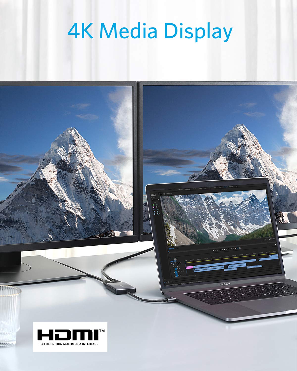 Anker USB C to Dual HDMI Adapter, Compact and Portable USB C Adapter, Supports 4K@60Hz and Dual 4K@30Hz, for MacBook/LenovoYoga/Thinkpad, XPS,[macOS only Support SST Mode]