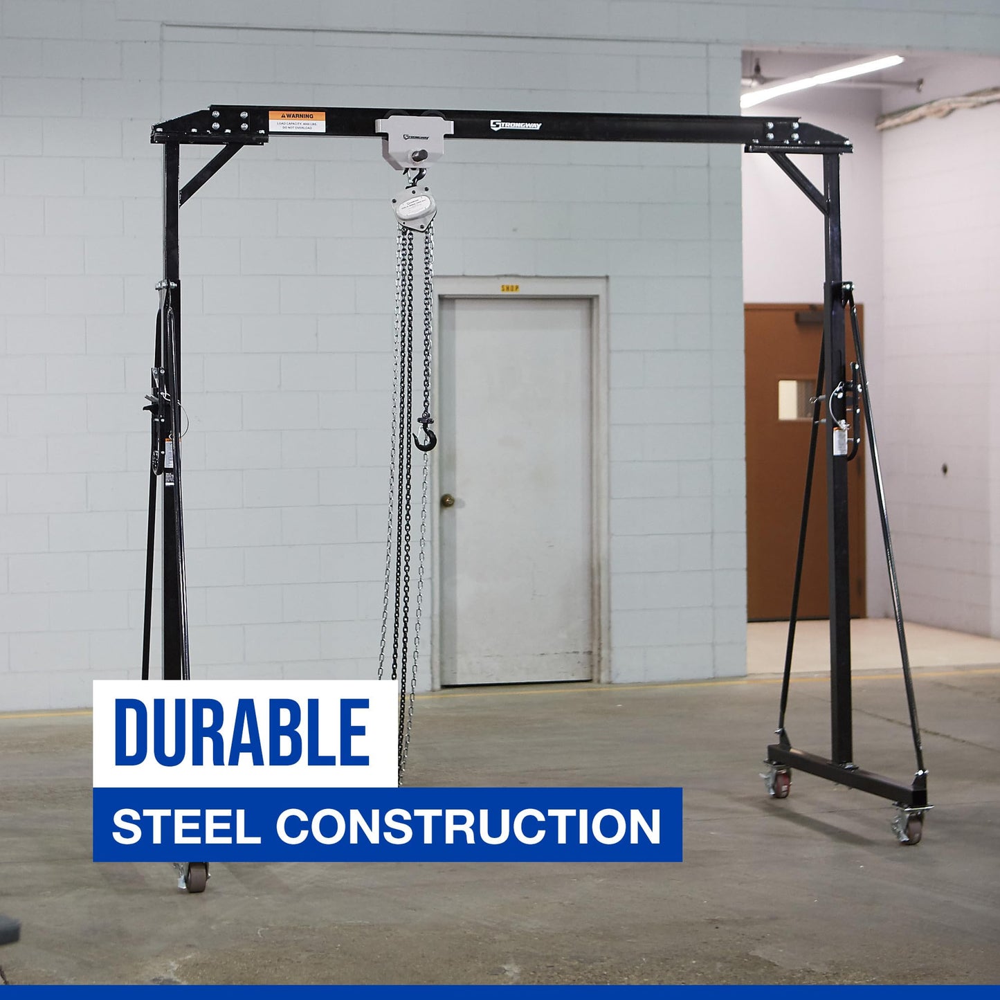 Strongway Adjustable Gantry Crane, 2000-Lb. Capacity, 7.87–11.9ft. Lift