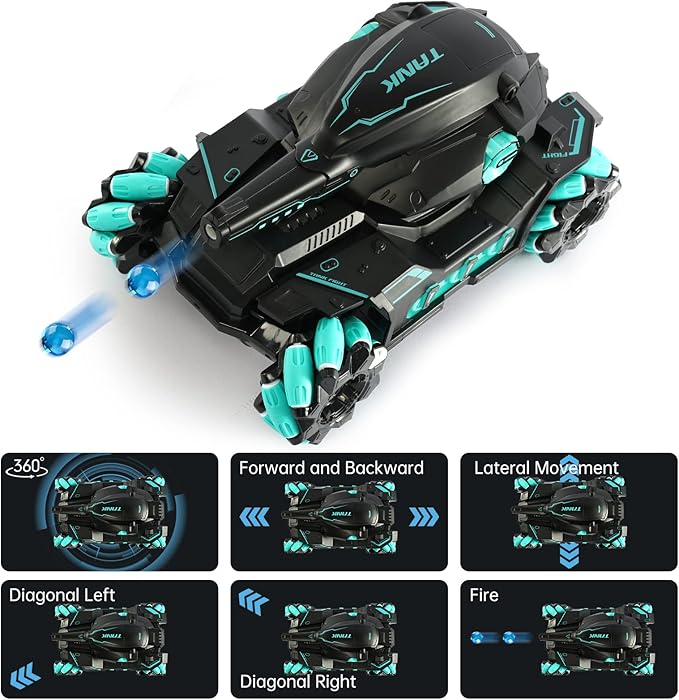 RC Tank That Shoots BBS Nerf Tank Toy Kids Gift RC-Remote-Control-Tank-Toy for 8 Year Old Boy Toys Hand Controlled RC Car with Water Bullet Nerf Robot Hand Remote Control Car for Boys Age 8-12