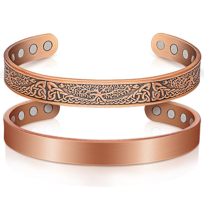Auramag Copper Bracelets for Women, Magnetic Copper Bracelets for Women with 3500 Gauss Magnets, Adjustable Jewelry with Gift Box (2PCS)