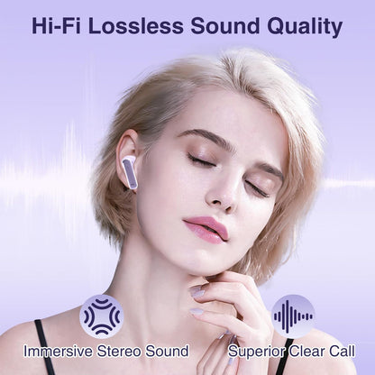 TOKANI Wireless Earbuds, True Wireless Bluetooth Earbuds with Charging Case, Stereo Bluetooth Headphones with Microphone for iPhone Android Phones and Other Smart Cellphones (Purple)