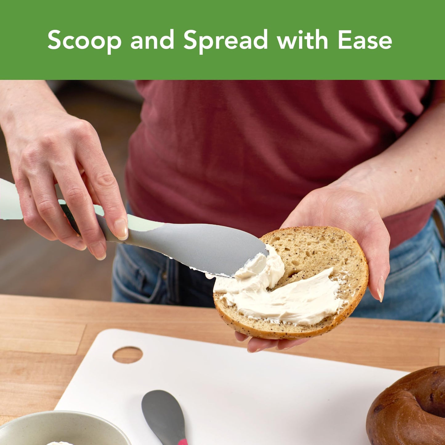 Tovolo Scoop & Spread Tool – Dual-Ended Silicone & Nylon Kitchen Utensil for Spreading, Scraping, Scooping, Slicing – BPA-Free, Heat-Resistant, Dishwasher Safe