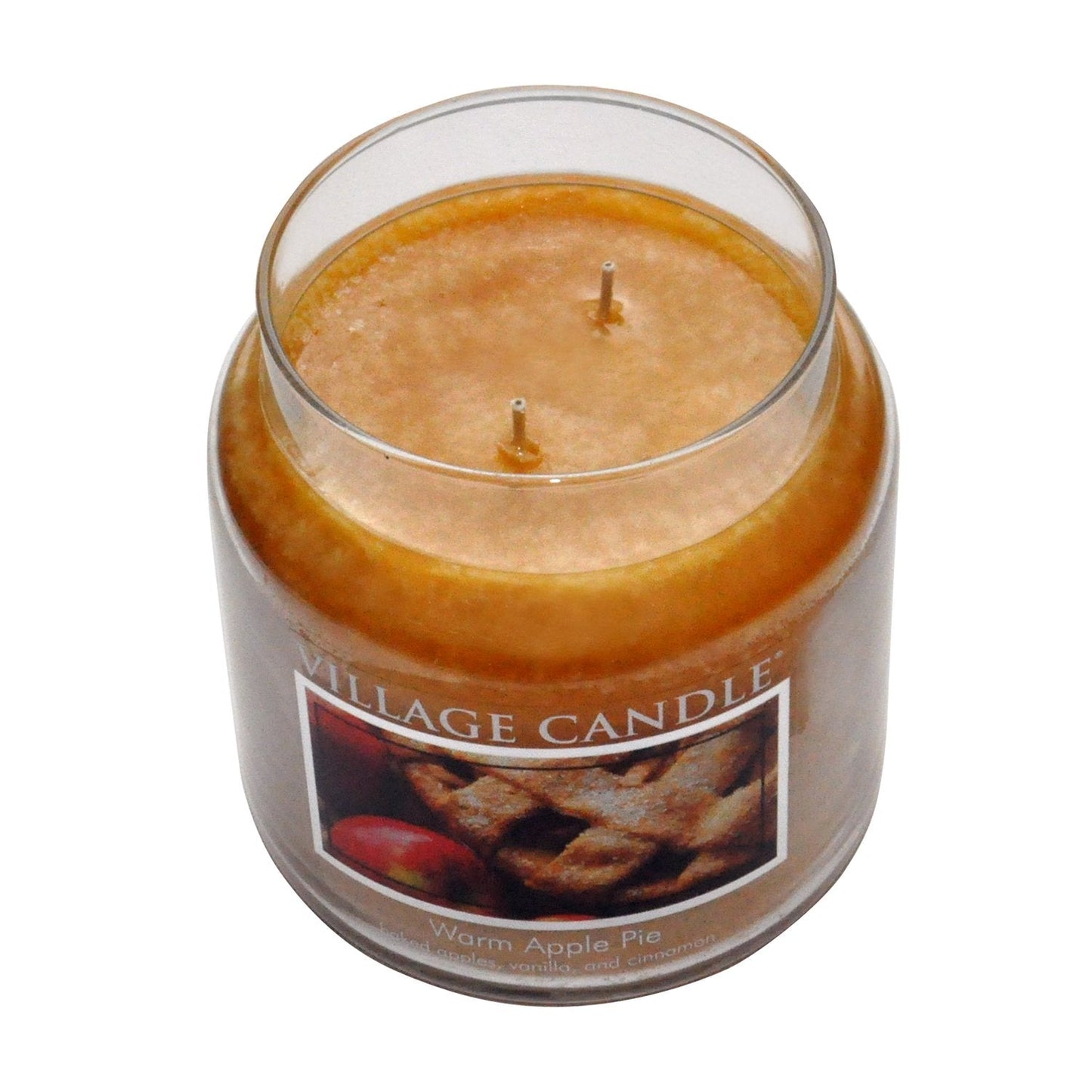 Village Candle Warm Apple Pie 16 oz Glass Jar Scented Candle, Medium, Tan
