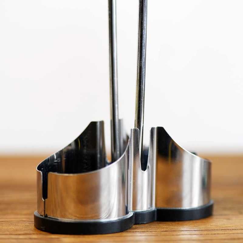 Oil and Vinegar Dispenser Set with Stainless Steel Holder,Clear Glass Olive Oil Dispenser Bottle