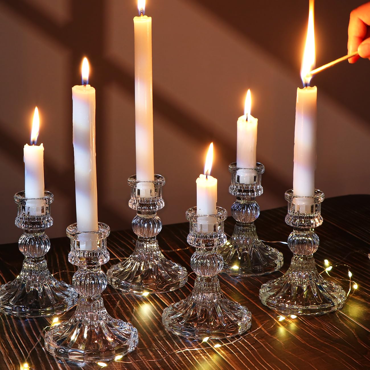 DARJEN Candlestick Holders Set, 4" H Taper Candle Holders Bulk, 12Pcs Glass Candle Holders for Wedding, Festival, Party & Windowsill Decor