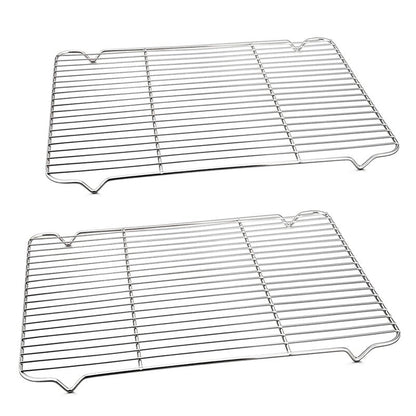 P&P CHEF Cooling Baking Rack Pack of 2, 16.6" x 11.5", Stainless Steel Cooling Racks for Cooking Baking Roasting Grilling Drying, Dense Wires & Smooth Edge, Easy to Clean, Silver