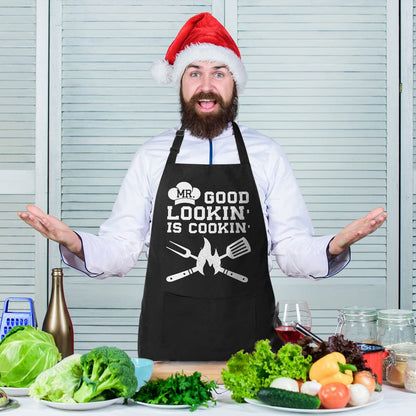 VAGAVY 100% Cotton, Black Funny Aprons for Men, Dad, Husband - Birthday, Father’s Day Grilling Gifts for Papa, Husband.