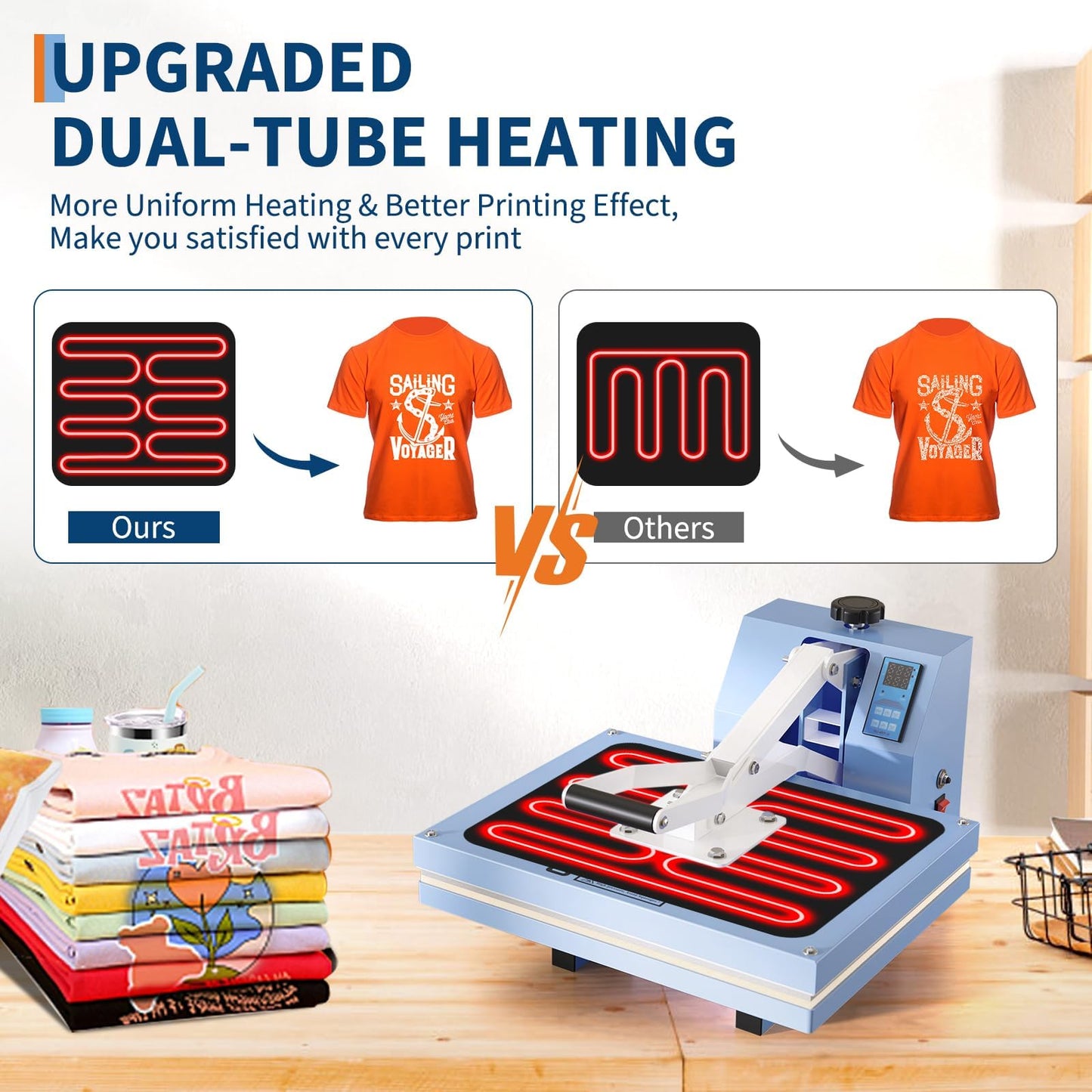 Heat Press Machine for t-Shirt, 16X20 in Digital Heat Transfer Press with Adjustable Pressure, Fast Heating Manual Press for Sublimation