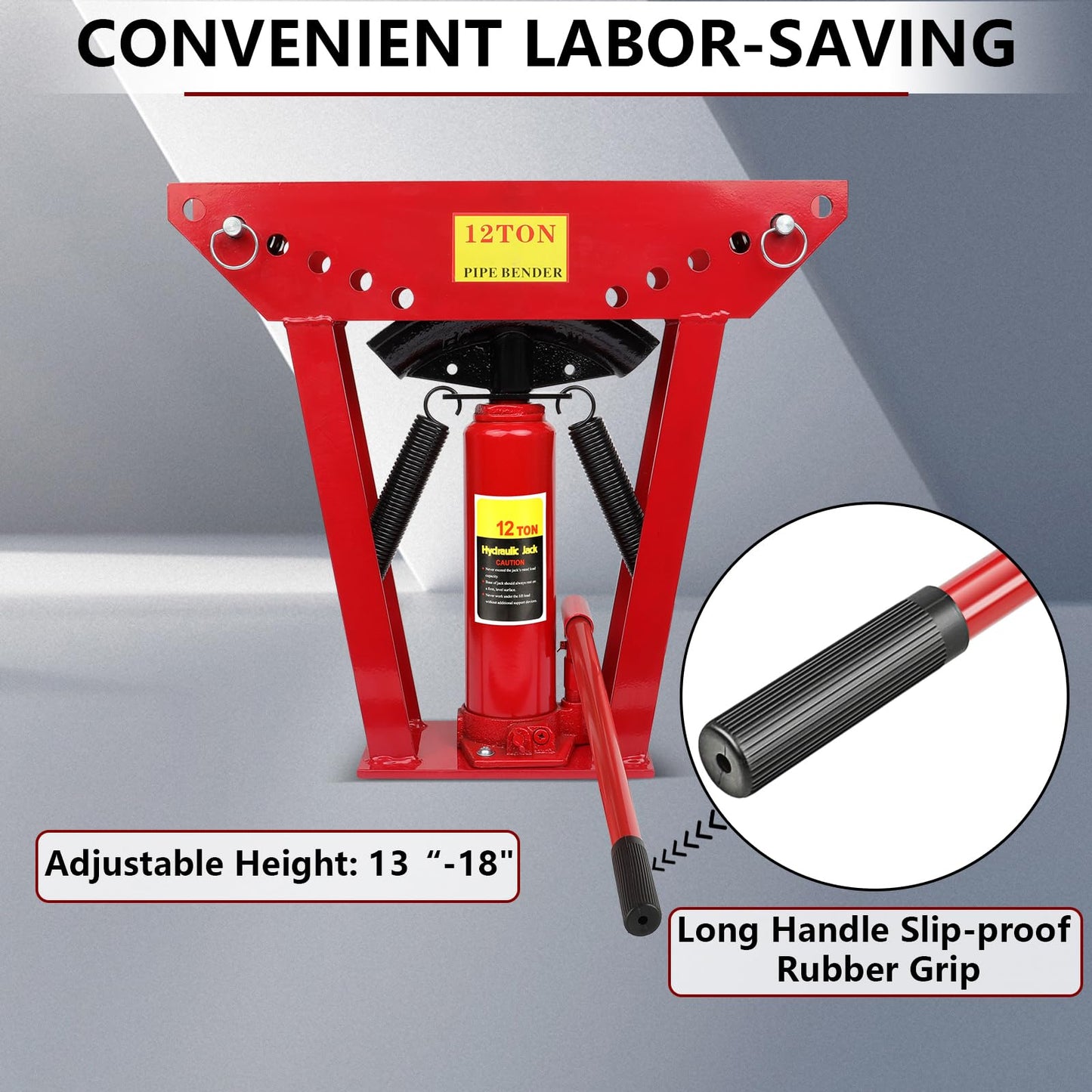 Hydraulic Pipe Bender, 12 Ton Manual Copper Pipe Bender, 90°-180° Adjustable Rollers Hydraulic Tubing Bender with 6 Dies for Steel Iron Metal Ratcheting