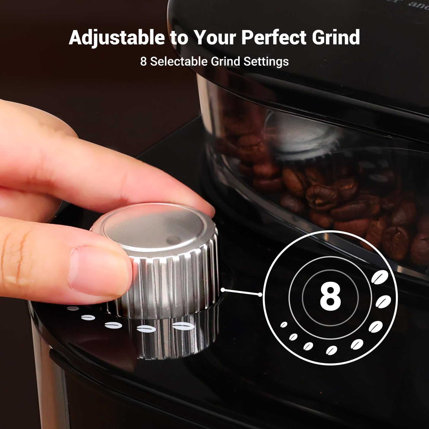 Gevi 10-Cup Drip Coffee Maker with Built-in Burr Grinder & Programmable Timer, 1.5L Water Tank, Auto Keep-Warm, Reusable Filter - Fresh Ground Coffee Machine (Black)