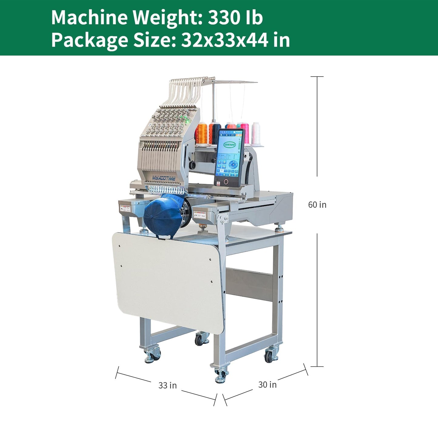 15 Needles Embroidery Machine 15.7x19.6" Large Embroidery Area, 1000SPM Max Speed, Full Aluminum Body, 10" Touch Screen, Small Business Commercial Embroidery Machine for 3D Caps, Flat, T-shirt
