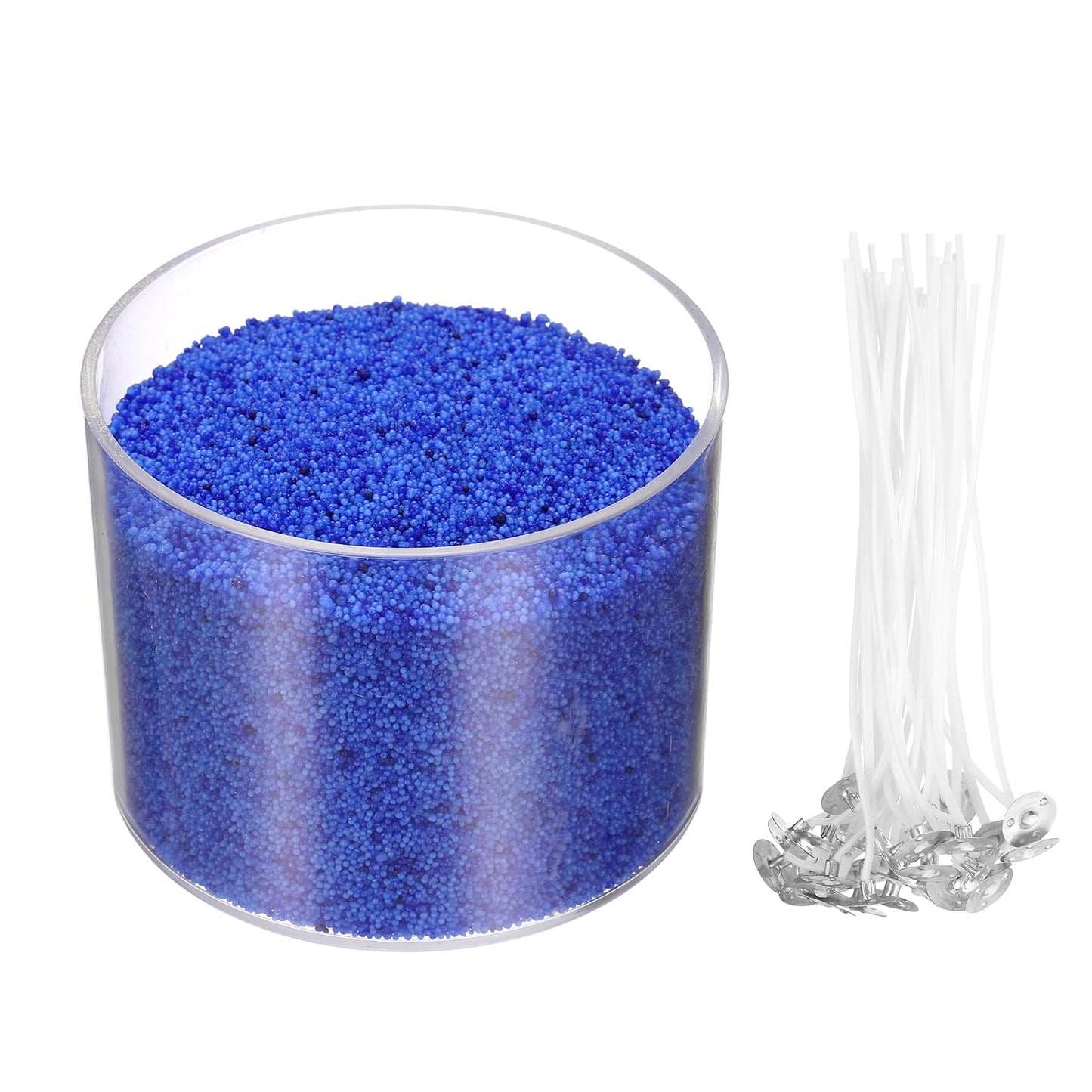MECCANIXITY Pearled Sand Candles with 30 Pcs Wicks 14Oz / 400g Candle Beads Refillable Powder Sand Wax Making Kit for Thanksgiving Christmas Wedding Party DIY Home Crafts, Bright Blue