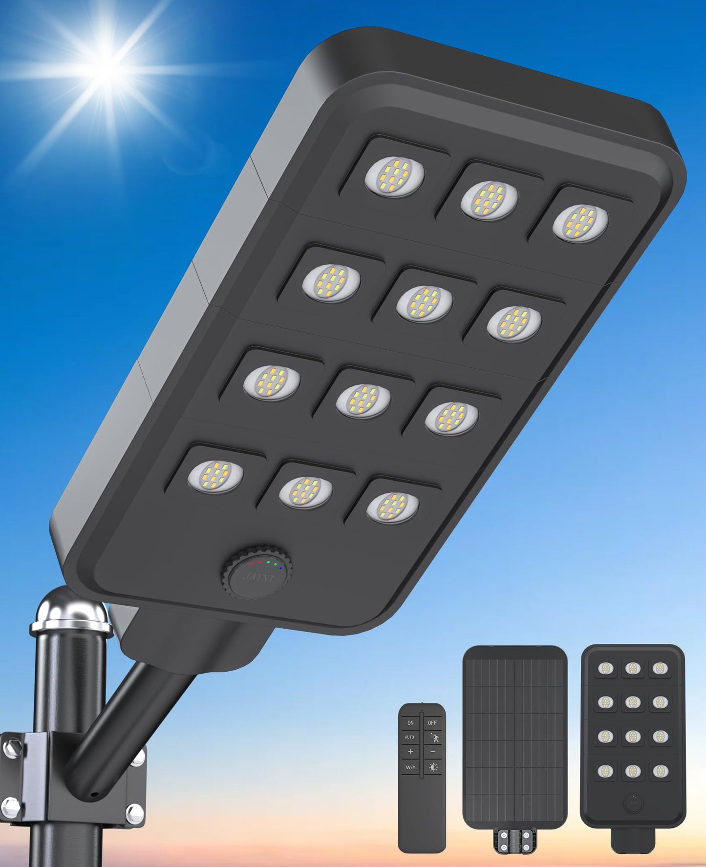JAYNLT X-13000W Solar Street Lights Outdoor, Ultra-Large 3000K/4000K/6500K Commercial Parking Lot Lights Dusk to Dawn,IP67 Waterproof Solar Power Flood Security Light for Playground,Road