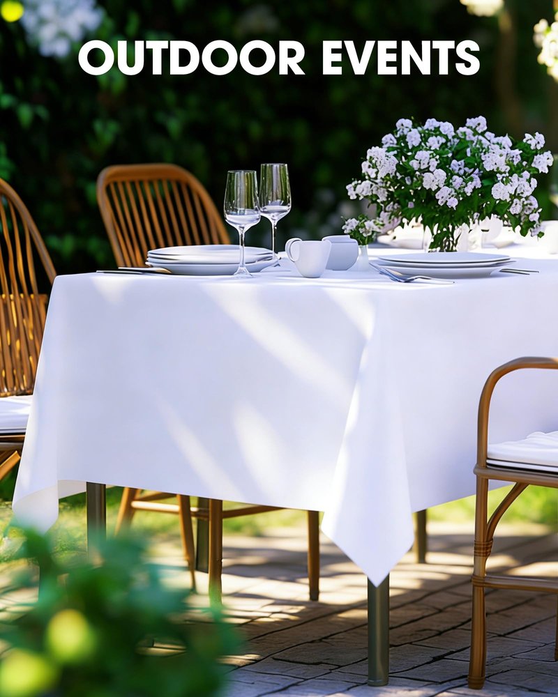 Pureegg Rectangle Table Cloth 60" x 102" – Durable Polyester Tablecloth Offers Reusable & Washable Protection, Ideal for Outdoor Party, Picnic, Wedding, Banquet and Birthday, 6 Pack, White