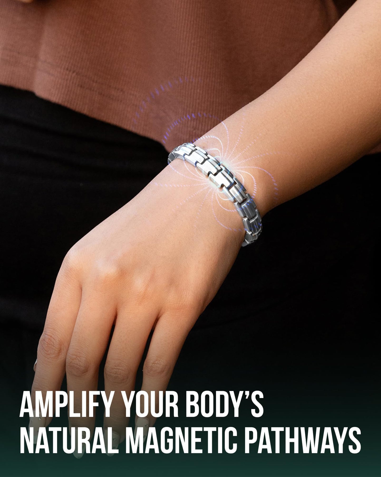 MagnetRX® Magnetic Bracelets for Women - EllipseMAX 5X Strength 5,000 Gauss Magnets - Designed in USA & PATENT PENDING - Premium Titanium Womens Magnetic Bracelet & Adjustable Length (Silver)