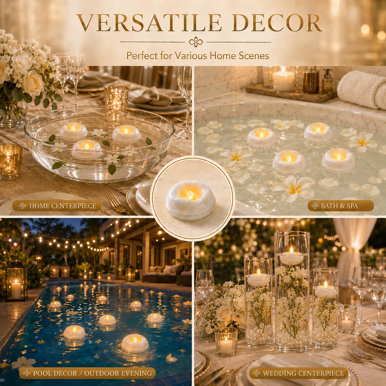 36 Pack 2.3” Flameless LED Floating Candles, Water-Activated Battery Operated Floating Candle with180+ Hours Runtime for Cylindrical Vase, Pool, Fountain - Ideal for Wedding, Party Decoration