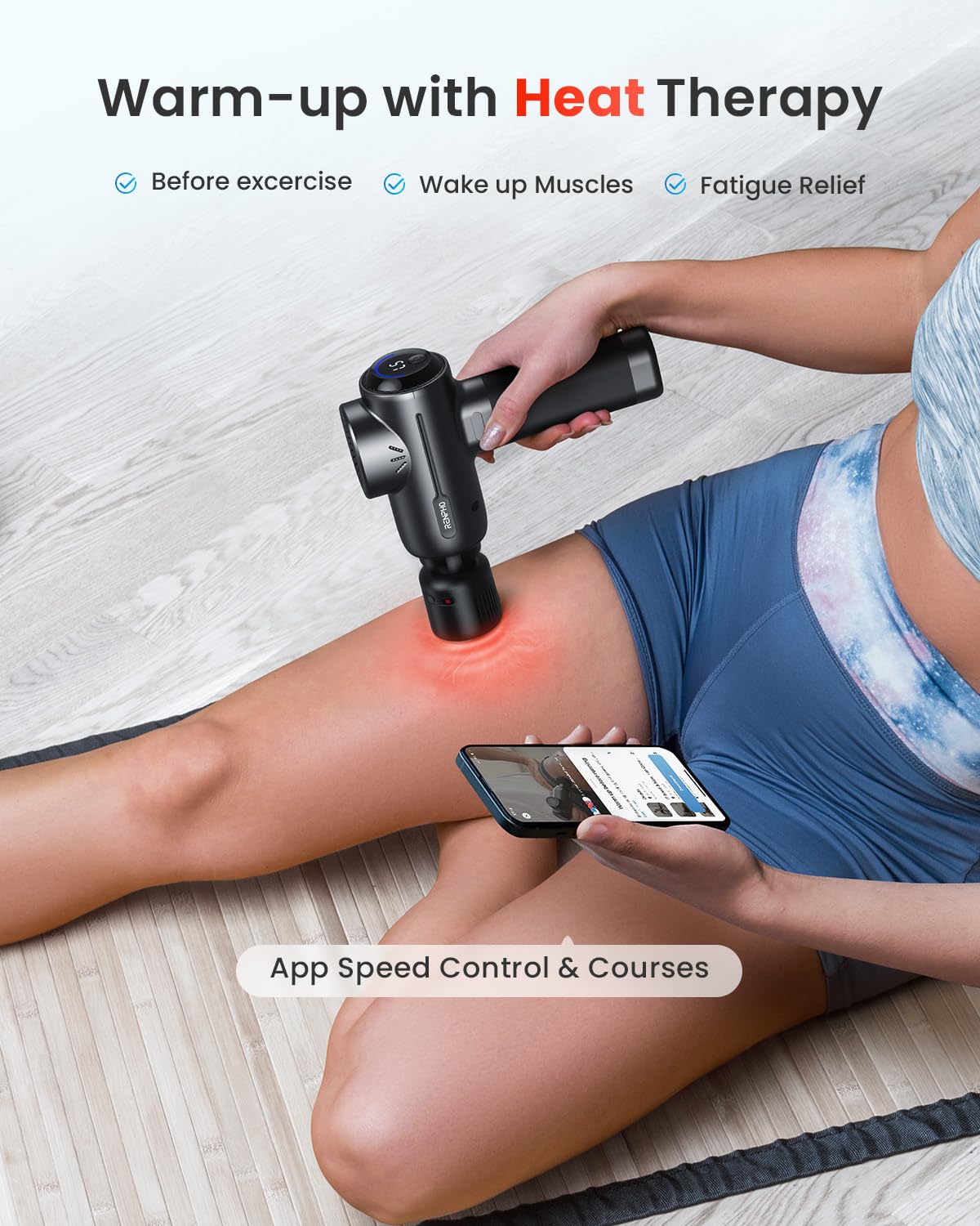 RENPHO Massage Gun Deep Tissue, Portable Percussion Massager for Back and Neck, Gifts for Men and Women, Handheld Device with Carry Case, Active Green