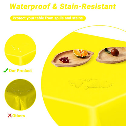 QZYL 2 Pack Plastic Table Cloths, 108 x 54 Inches Yellow Tablecloth, Decorative Yellow Rectangle Tablecloth Disposable Tablecover, Party Decorations Table Decor for Birthday Wedding Picnic