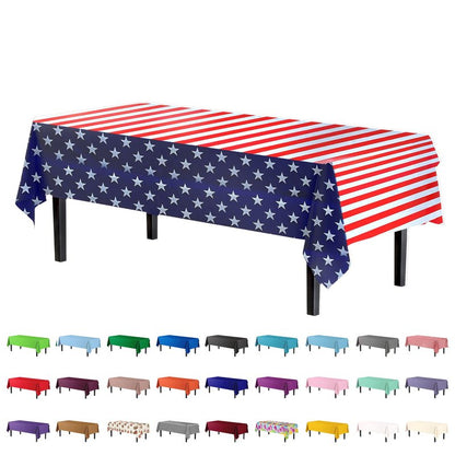 Exquisite 12-Pack Premium Plastic Tablecloth 54in. x 108in. Rectangle - American Flag Design