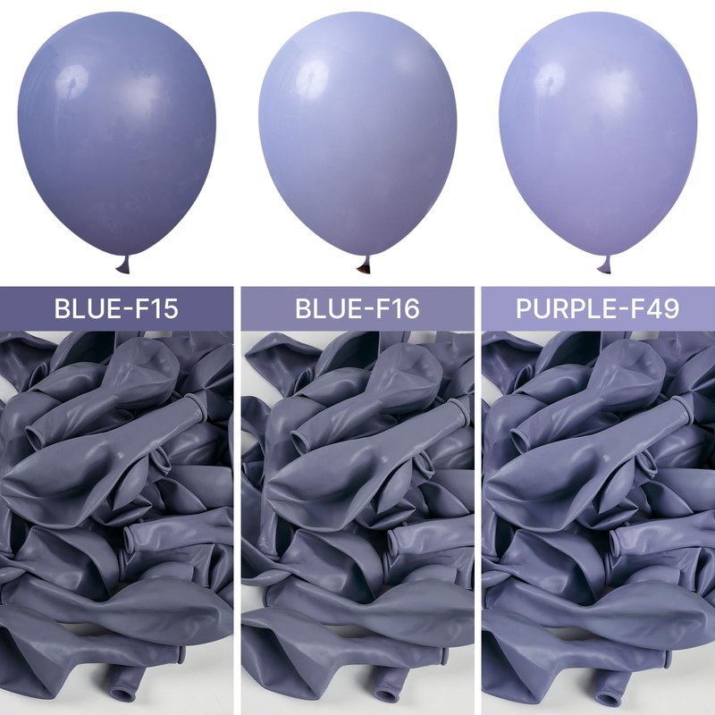PartyWoo Dusty Blue Balloons 101pcs 12 Inch Boho Dusty Purple Muted Lavender Latex Balloons for Boy Baby Shower Anniversary Bachelorette Graduation Engagement Birthday Party Decorations Blue-F16